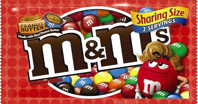 M&ampM'S Peanut Butter Chocolate Candy Sharing Size 2.83-Ounce Pouch 24-Count Box