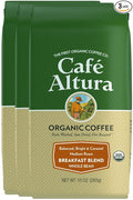 Café Altura Breakfast Blend Medium Roast Organic Whole Bean Coffee 10 oz Bag (Pack of 3)