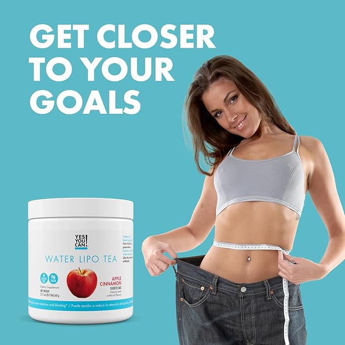 Yes You Can! Water Lipo Tea - Apple Cinnamon All Natural Ingredients Fast-Acting Water Retention &amp Bloating Relief Antioxidant-Rich for Healthy Kidney Function - 40 Servings