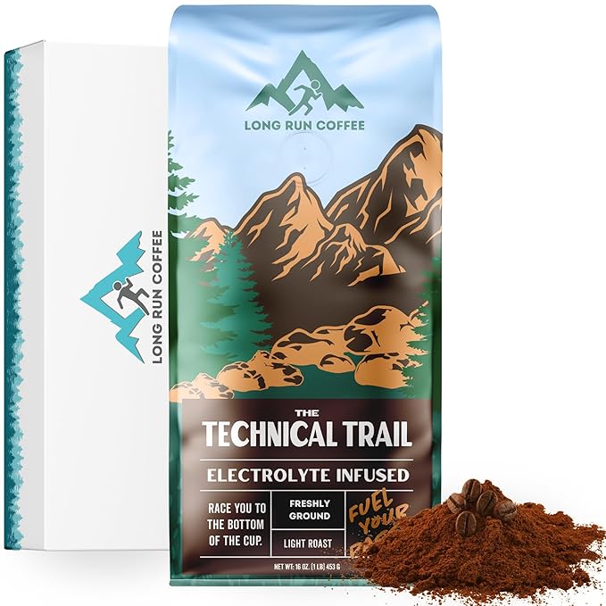Long Run Coffee – Hydrating Coffee with Electrolytes – All Natural Energy + Hydration + Recovery for Athletes – Stomach Friendly Electrolyte Coffee for Runners (1 lb Light Roast)