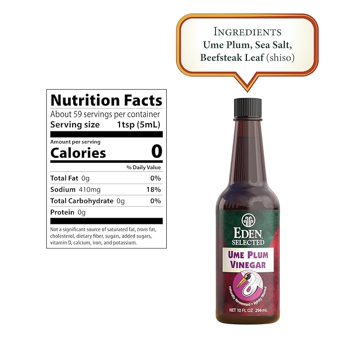Eden Ume Plum Vinegar Traditionally Made in Japan No Chemical Additives 10 oz Amber Glass Bottle (3-Pack)