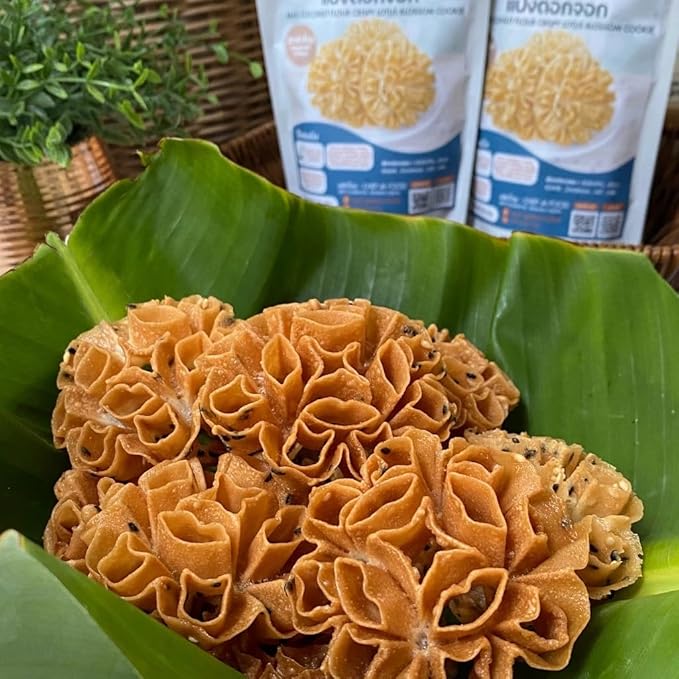 เชฟจ๋า Traditional Thai Flower Cookie Mix - Crispy Dok Jok Lotus Blossom Cookie Premix - Authentic Southeast Asian Pastry Batter - 150g