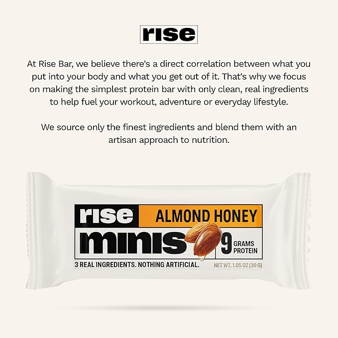 Rise Bar Rise Minis Mini Protein Bars Almond Honey 24 Snack-Size Protein Bars 1.05 oz (30 g) Each