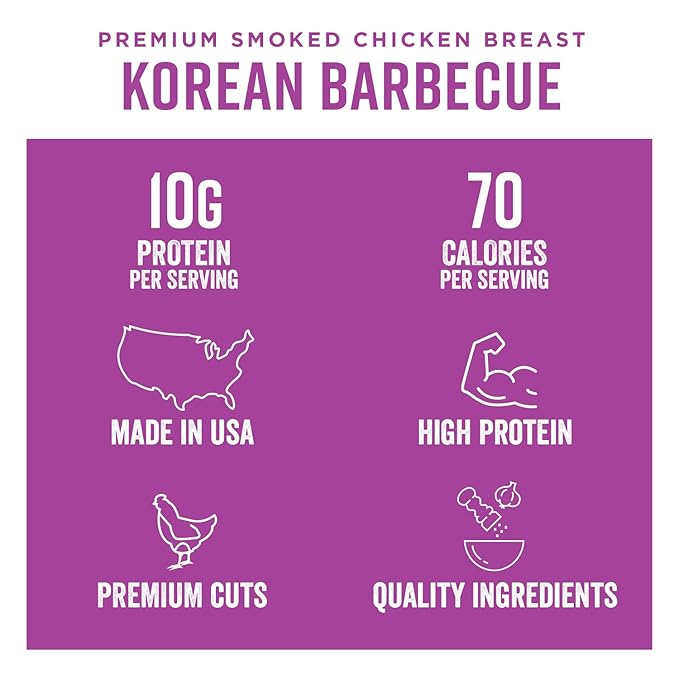 Chef’s Cut Real Chicken Jerky | High Protein Meat Snack with 10 g Protein &amp 70 Calories Gluten Free Keto-Friendly Premium Lean Smoked Chicken Breast | Korean Barbecue | 2.5 oz (Pack of 4)