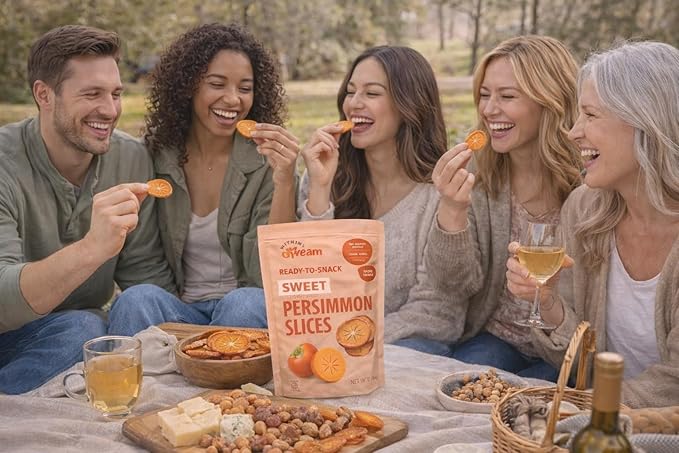 Whitney Jordan Naturals Sweet Air-Dried Persimmon Slices - Ready to Snack No Added Sugar Non-GMO Vitamin-Packed Fruit Healthy On-the-Go Snack 16 Ounce Bag