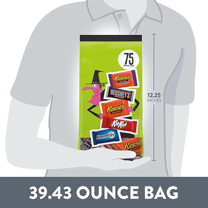 Hershey Assorted Flavored Snack Size Halloween Candy Bulk Bag 39.43 oz (75 Pieces)