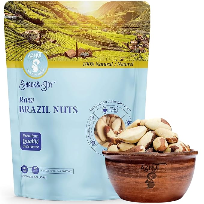 Aznut Brazil Nuts Superior to Natural and Raw Shelled No PPO Vegan and Keto Friendly Gluten Free Peanut free and Vegan Non Gmo Certified Premium Quality Super Food Fresh and Crunchy Kosher Cer