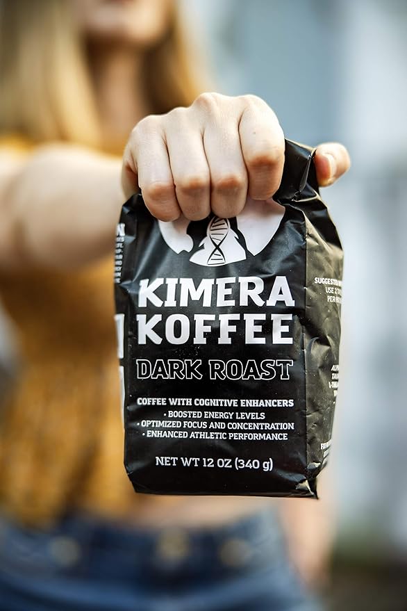 Kimera Koffee Dark Roast - Organic Ground Coffee Infused with Essential Brain Vitamins Ground (12oz)