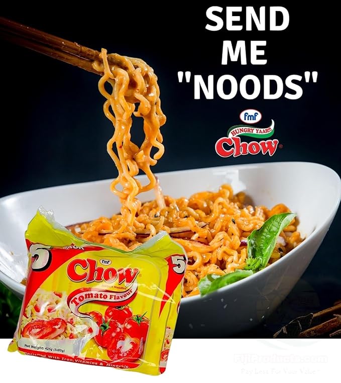 Chow - Instant 2 Minute Noodles - Tomato Flavor with Seasonings (2 x 5 Packs / 80g) To boost the goodness in your bowl Delicious Meal in Just 2 Minutes