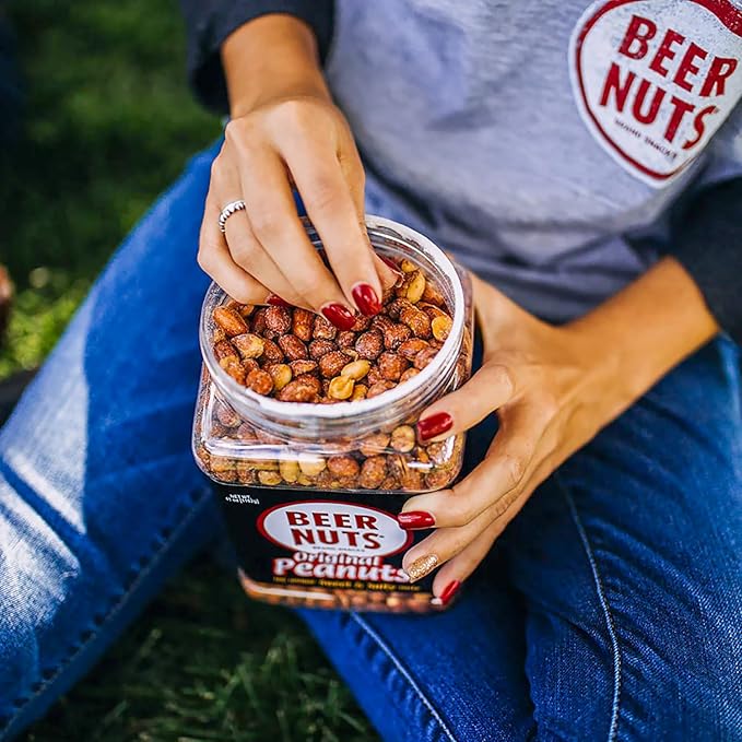 BEER NUTS Original Peanuts Resealable Jar Sweet and Salty Gluten-Free Kosher Low Sodium Peanut Snacks (19oz)