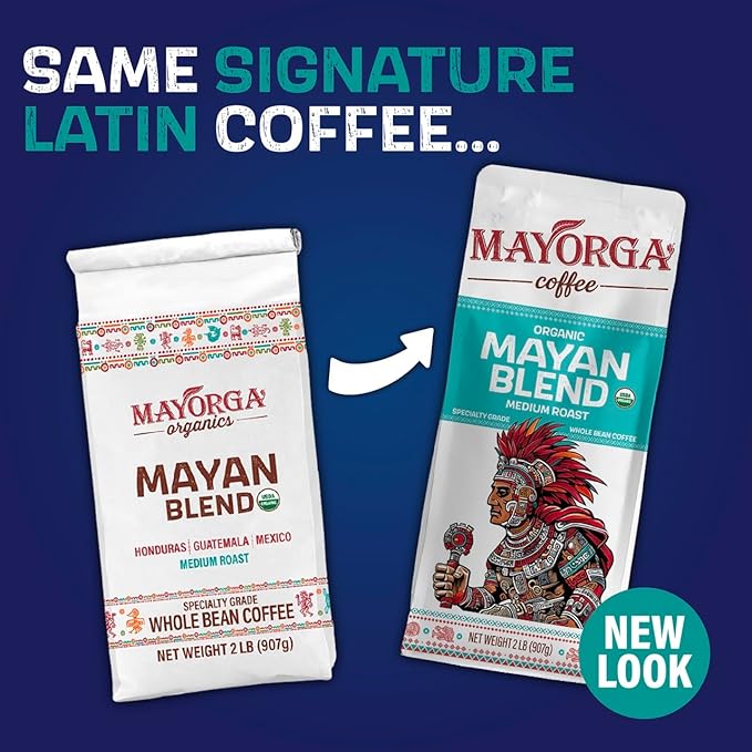 Mayorga Organic Coffee 2lb Mayan Blend - Medium Roast Whole Bean Coffee Specialty Grade 100% Arabica Slow Roasted Chocolate and Floral Flavor with Low Acidity - USDA Organic Non-GMO Kosher