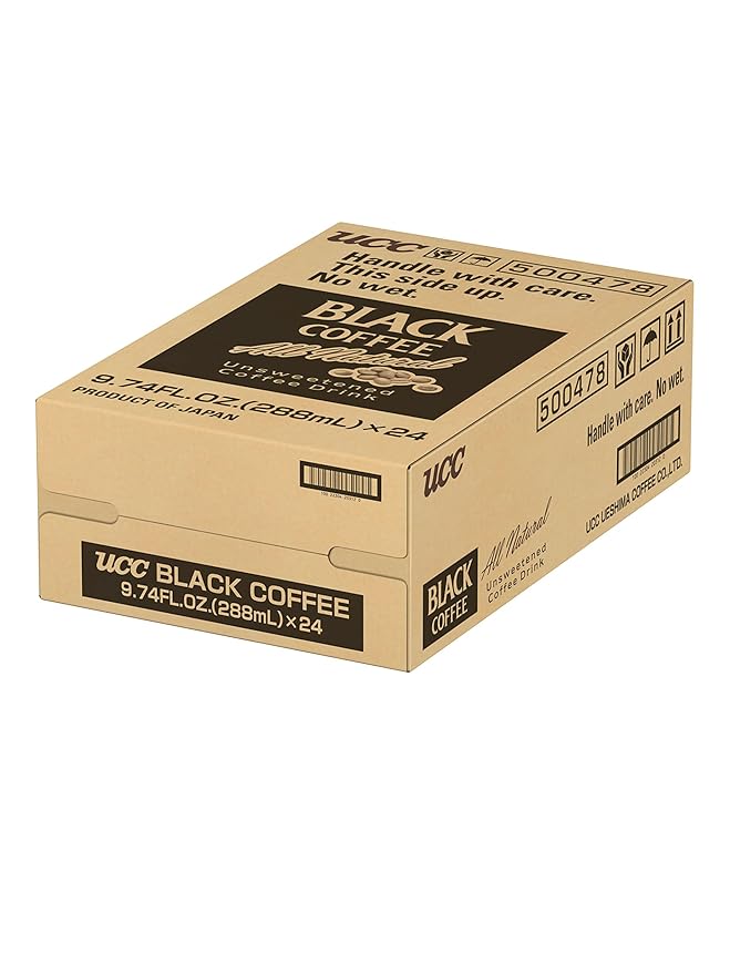 UCC Ready to Drink Black Coffee 9.74 FL OZ (Pack of 24) All Natural Unsweetened Coffee Instant Drinks Ingredients Water &amp Coffee Smooth and Creamy Convenient Bottle Imported from Japan