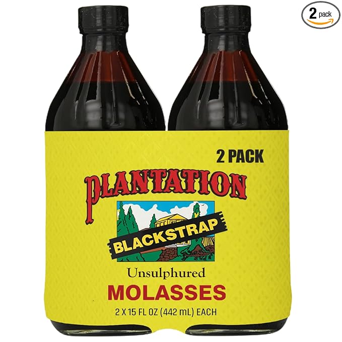 Plantation Blackstrap Molasses 15 oz (Pack of 2) – Unsulphured Blackstrap Molasses Rich Natural Sweetener for Baking BBQ Baked Beans Gingerbread &amp Beverages
