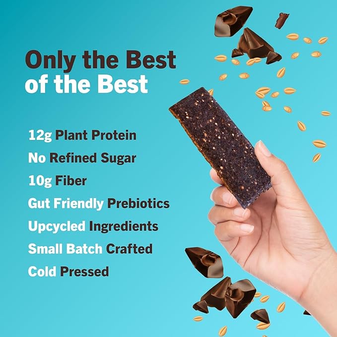 Amrita Nut Free Oatmeal Chocolate Chip Vegan Protein Bars (12 Count PK of 3) | 12g Plant-Based Protein Bar | Peanut Free Gluten Free Dairy Free | Low Sugar High Fiber School Safe