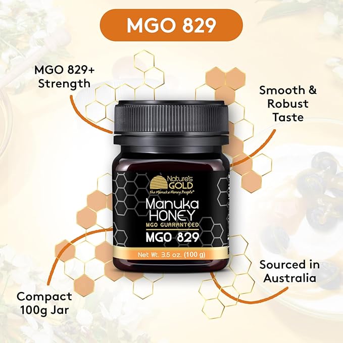 Nature’s Gold Raw Manuka Honey MGO 829+ | Authentic MGO Australian Honey Non-GMO 100% Pure Genuine Traceable from Hive to Home