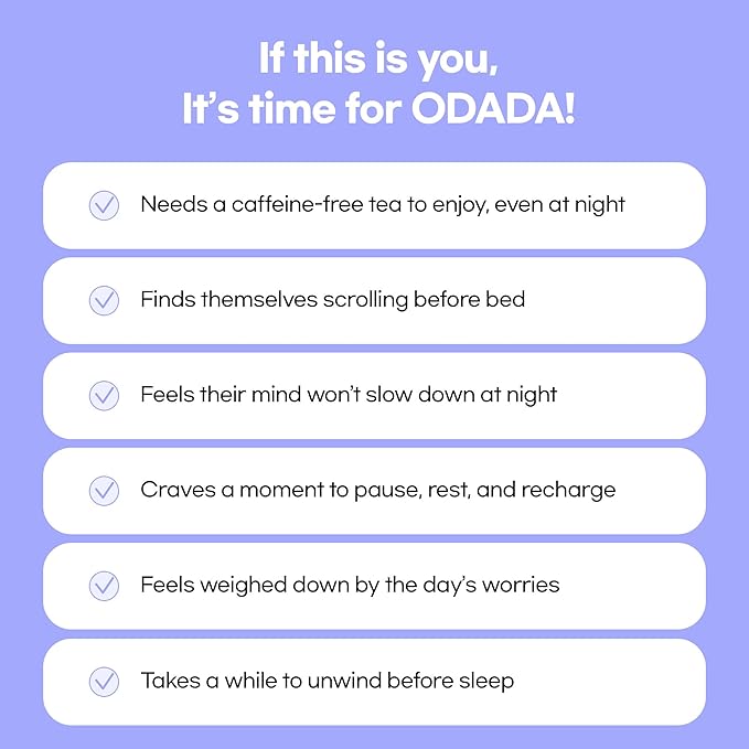 Odada Purple Moon Tea - Lavender Chamomile &amp Korean Purple Carrot Calming Herbal Blend for Nighttime Relaxation Antioxidant-Rich Caffeine-Free 24 Tea Bags