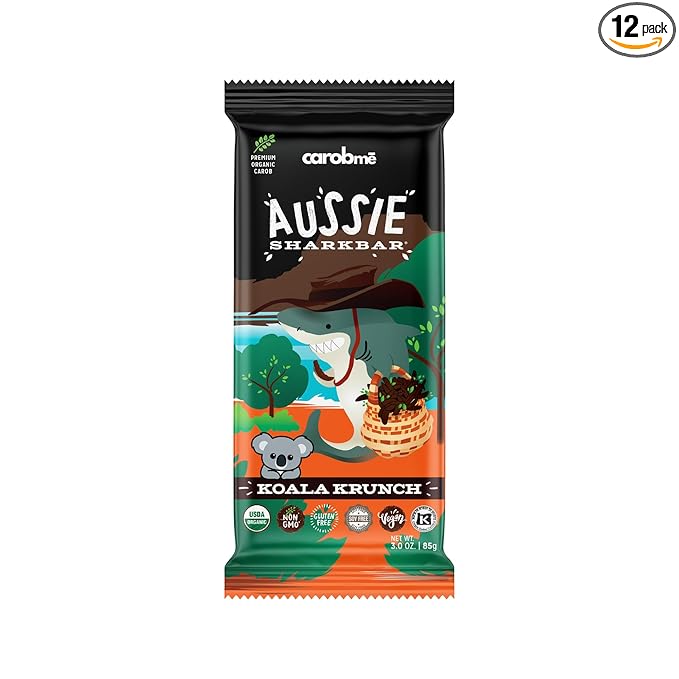 CAROBME ORGANIC KOALA KRUNCH CAROB BAR | Vegan Soy Free Gluten-Free | Caffeine Free Substitute for Chocolate Candy and chocolate bars