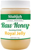 Stakich Royal Jelly Enriched Raw Honey - Pure Unprocessed Unheated - 40 Ounce