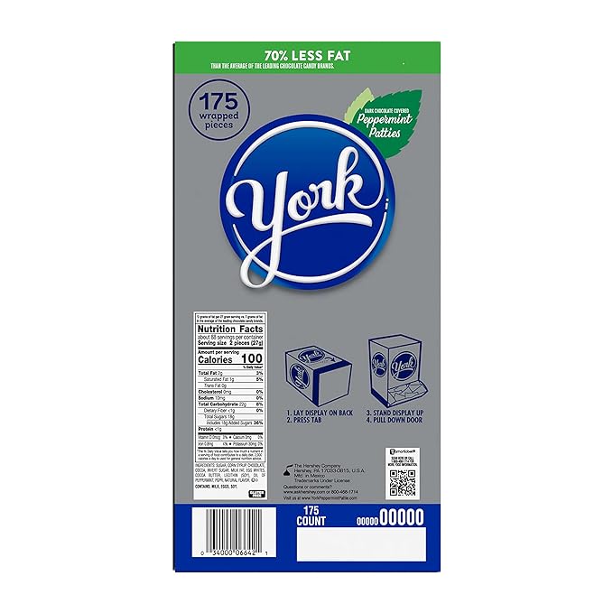 YORK Dark Chocolate Peppermint Patties Candy Bulk Box 84 oz (175 Pieces)