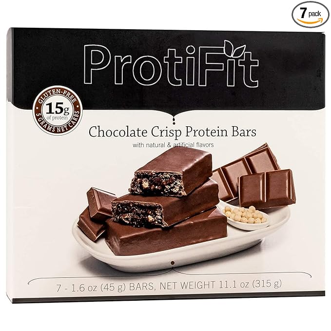 Proti Fit Protein Bar - Chocolate Crisp Bar - 15g - Low Carb - Low Calorie - Weight Loss Snack Bar for Healthy Diets Hunger Control Appetite Suppressant7 Count (1.6 OZ NET Weight 11.1 OZ)