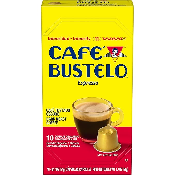 Café Bustelo Aluminum Espresso Capsules Dark Roast Coffee Nespresso Original Line Compatible Intensity 11 10 Count (Pack of 8)