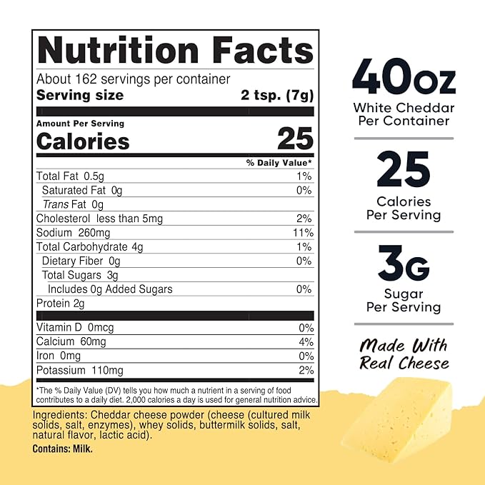 Nutricost Pantry White Cheddar Cheese Powder (2.5 Pounds Per Bottle) - Powdered Cheese :: Great for Cooking Baking Popcorn and More!