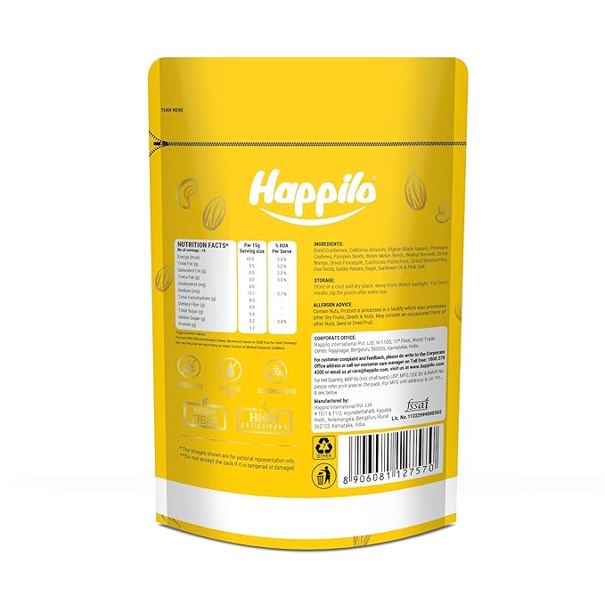 Happilo Premium International Daily Super Health Mix 160g (Pack of 2) | Premium SuperFood Mix of nuts seeds dry fruits &amp more | Perfect Party Mix Snack | Vegan-Friendly &amp Gluten-Free