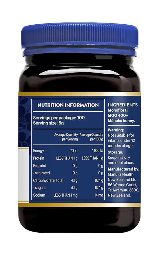 Manuka Health UMF 13+/MGO 400+ Manuka Honey (500g/17.6oz) Superfood Authentic Raw Honey from New Zealand