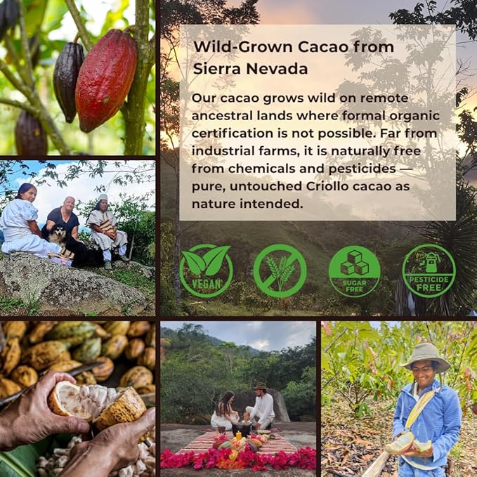 Origen Ceremonial Cacao – 100% Natural Ceremonial Grade Cacao – Unsweetened &amp Anti Oxidant Pure SuperFood – Indigenous Criollo from the Arhuaco Tribe – Vegan Gluten-free – 16 oz Block