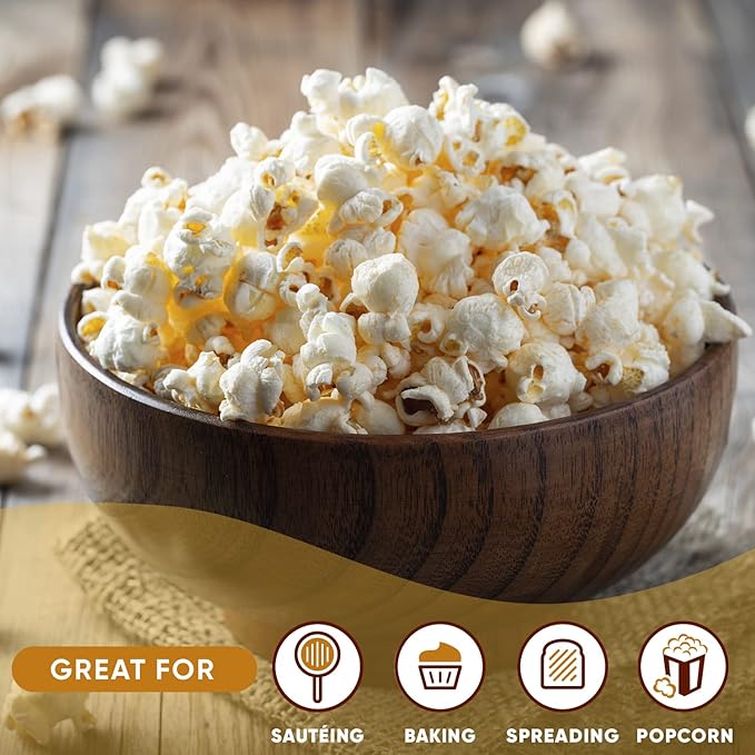 Nutiva Coconut Oil for Cooking and Baking - Butter Flavor Perfect for Making Movie Theater Popcorn Baked Goods Bread - Non-Dairy Alternative for Keto Vegan and Paleo Diets - 29floz