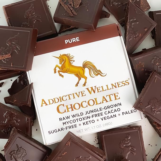 Addictive Wellness Sugar-Free Raw PURE Chocolate Vegan Paleo &amp Keto Friendly Mycotoxin Free Cacao - 3 Pack