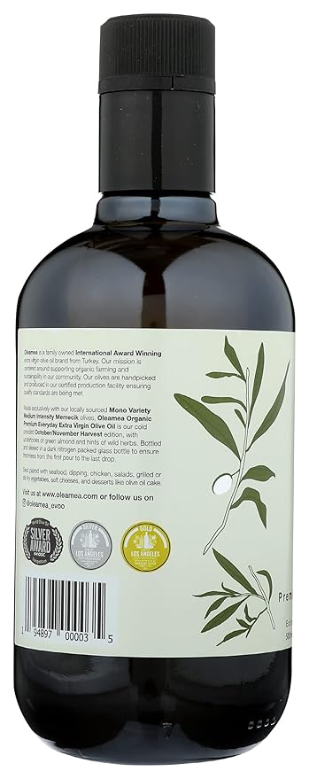 Oleamea Premium Everyday | Organic Olive Oil Extra Virgin | 2023 Harvest | Award Winning | Early Harvest Cold Pressed Medium Intensity | 16.9 Fl Oz