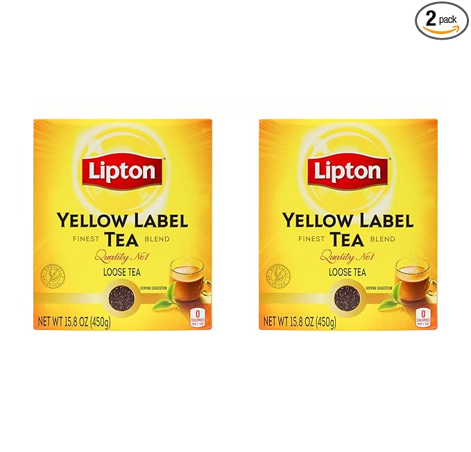 Lipton Yellow Label Finest Blend | Premium Black Tea | Indian Chai | Compatible for Milk | 450 Grams (Pack of 2)