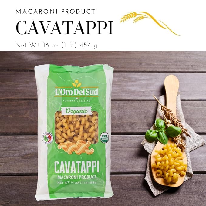 L'Oro Del Sud Organic Cavatappi Pasta 100% Durum Wheat Italian Pasta Premium Quality Product of Italy Non GMO Corkskrew Vegan Kosher 16 Oz (Pack of 4)