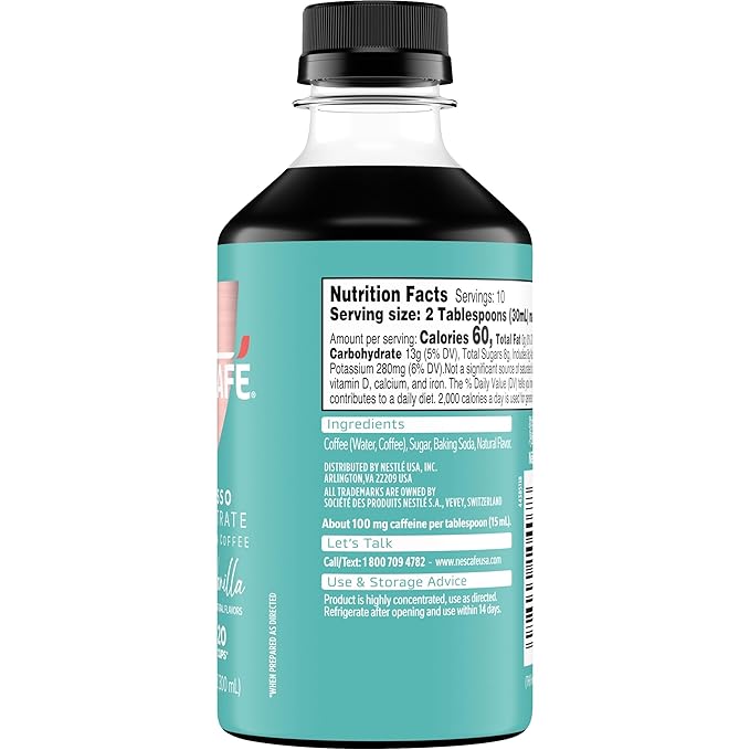 NESCAFÉ Espresso Concentrate Sweet Vanilla Flavored Instant Espresso Coffee Concentrate Cold Brew Style Iced Coffee Style Drinks  2 Bottles (10 Fl Oz Each)