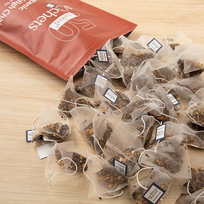 Two Leaves and a Bud Organic Mountain High Chai Tea Bags Whole Leaf Black Tea and Spices in Unwrapped Sachets 50 Count (Pack of 1)