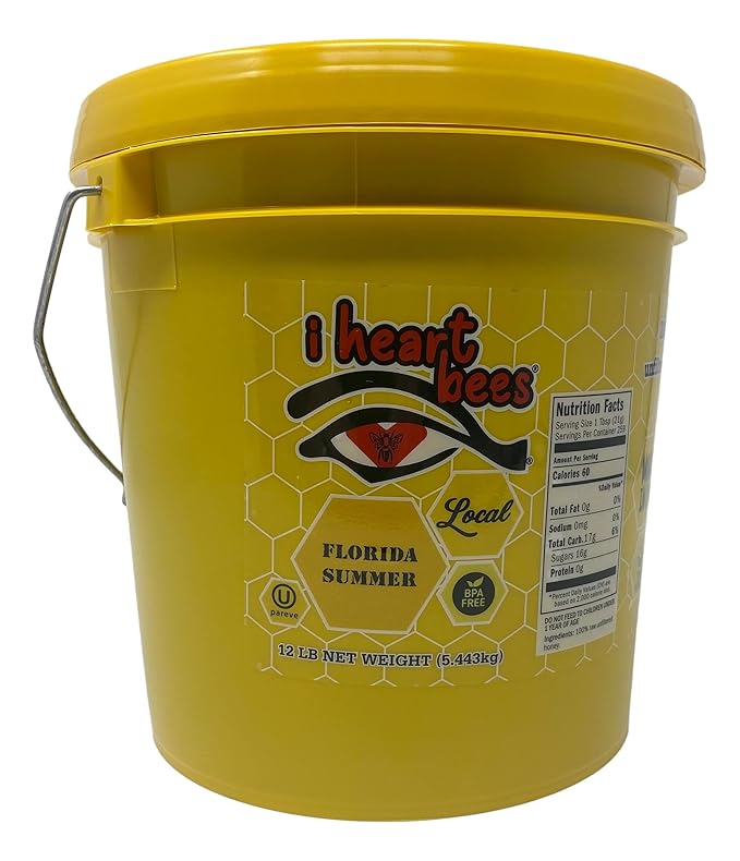 I HEART BEES Florida Summer Blend | Raw and Unfiltered Honey | 12 Pound Bucket