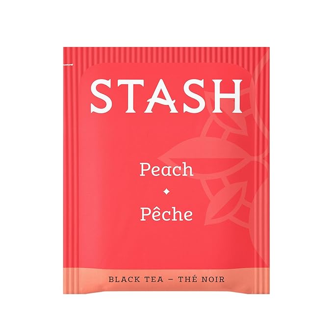 Stash Tea Peach Black Tea 6 Boxes With 20 Tea Bags Each (120 Tea Bags Total)