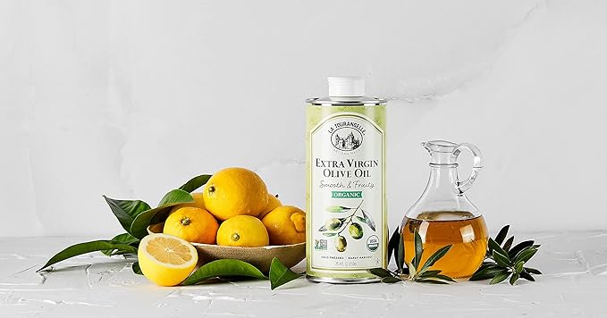 La Tourangelle Organic Extra Virgin Olive Oil Cold-Pressed Smooth &amp Fruity Early Harvest for High Antioxidants From Spain 25.4 Fl Oz