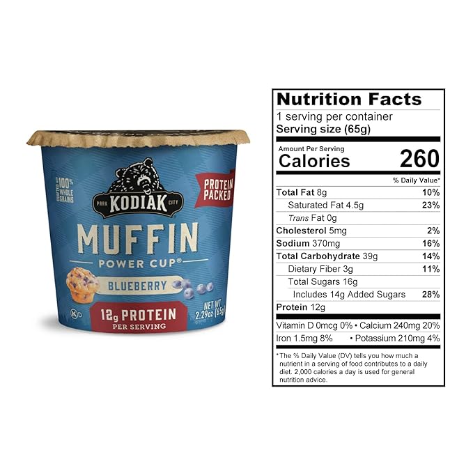 Kodiak Cakes Minute Muffins Mountain Blueberry 2.29 Ounce (Pack of 12) (Packaging May Vary)