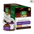 Sollo Infused Super 6 Mushroom Blend Coffee Pods – 100% Arabica Medium Roast with 6 Functional Mushrooms &amp B-Vitamins – Lion’s Mane Chaga Reishi Cordyceps Turkey Tail Oyster – 24 K-Cups