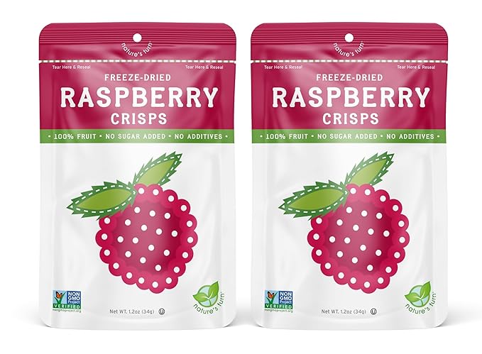 Nature’s Turn Freeze-Dried Fruit Snacks Strawberry Raspberry and Blueberry Crisps Pack of 6 (1.2 oz Each)