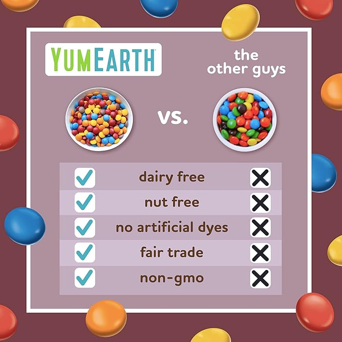 YumEarth Choco Yums Fun Size Vegan Milk Chocolate Candy - Bulk Bag of Dairy Allergen and Dye Free Chocolate Candy Packs for Halloween - 35 Count