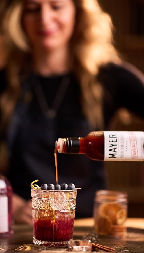 Mayer Premium Cinnamon Plum Syrup – Award-Winning All-Natural Vegan Gluten-Free Made with 100% Real Fruits (16.9oz) Perfect Coffee Syrup &amp Cocktail Syrup No Artificial Additives (1 Pack)
