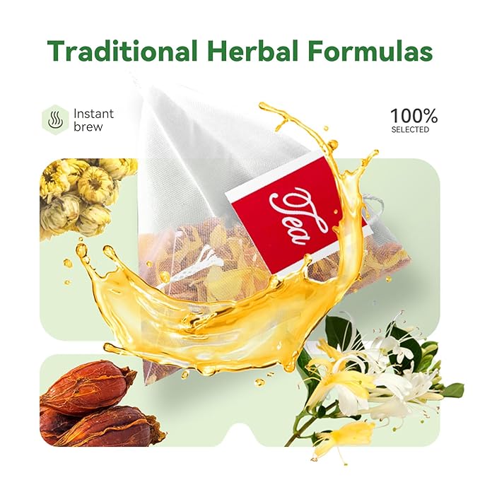 12 Bags Chicory &amp Gardenia Herbal Tea - Supports Blood Sugar Digestion Weight &amp Sleep Natural Sugar-Free Blend Vegan &amp Caffeine-Free (4 Pack)