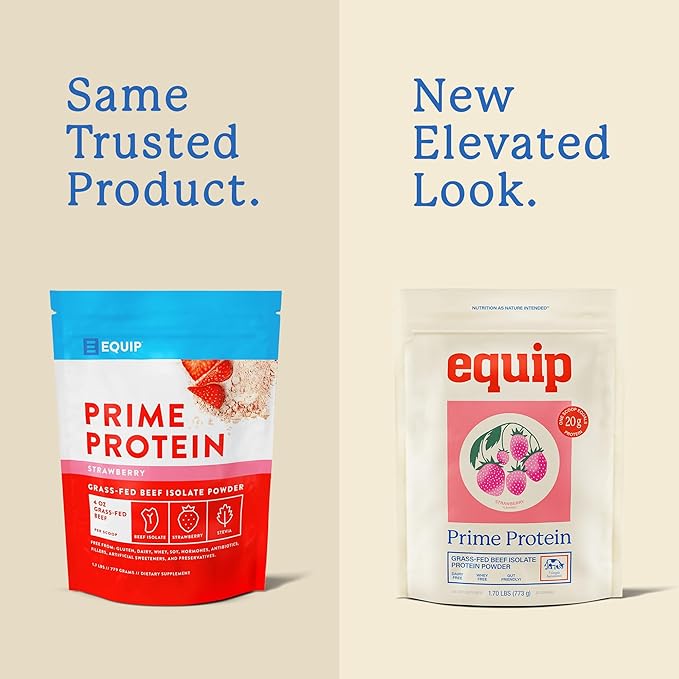 Equip Foods Prime Protein Powder | Clean Grass Fed Beef Protein Powder | Carnivore Protein Isolate | Paleo Keto Friendly | Gluten &amp Dairy Free | Helps Build &amp Repair Tissue | 30 Servings St