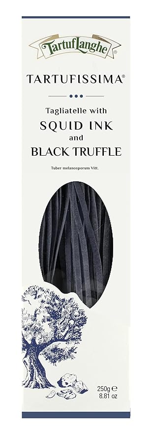 TartufLanghe - TARTUFISSIMA Tagliatelle with Squid Ink and Black Truffle - 8.81 Ounce (Pack of 1)