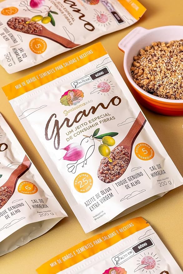 Salty Granola Natural Granola Vegan High Fiber Premium Grain and Seed Mix 25g Protein 200g with Extra Virgin Olive Oil and Himalayan Salt - Pack of 3