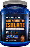 BodyTech Whey Protein Isolate Powder - 25g Protein per Serving with BCAAs - Fast-Absorbing for Muscle Growth &amp Recovery - Rich Chocolate (1.5 lb 21 Servings)