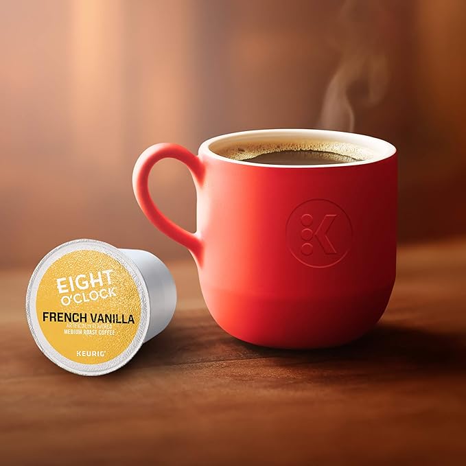 Eight O'Clock Coffee French Vanilla Single-Serve Keurig K-Cup Pods Flavored Light Roast Coffee 48 Count